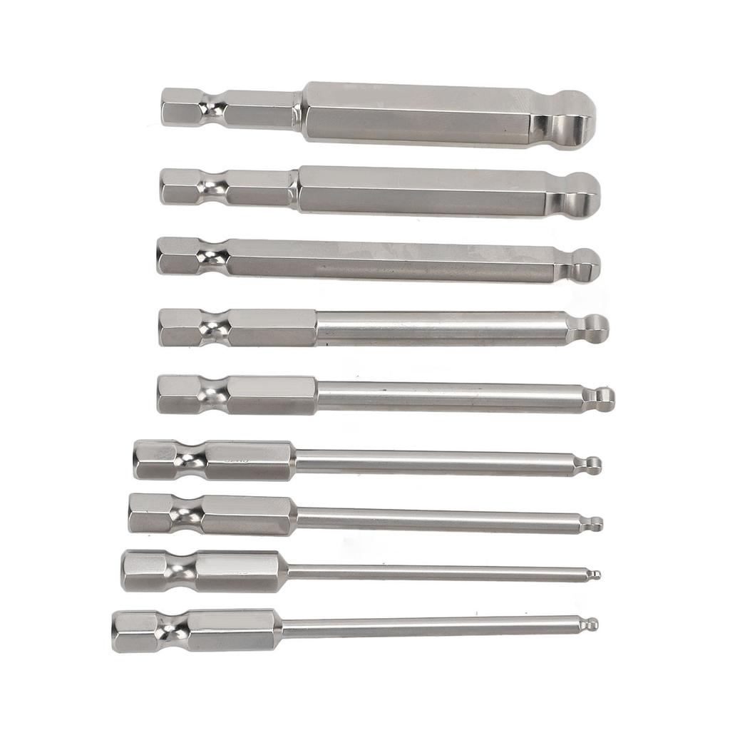9pcs 75mm Magnetic Screwdriver Bit Set Ball Head 14 Inch Hex Shank Hex Screwdriver Drill Bit Set