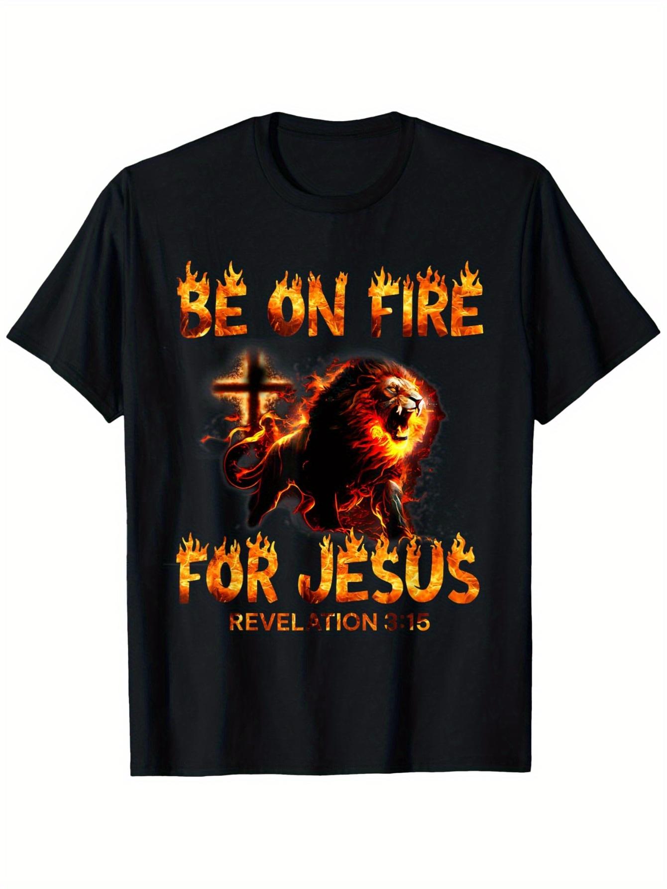 Revelation 3:15 Be on Fire for Jesus Christian Faith, GOD T-Shirt Men S Casual T-Shirt - Black Graphic Tee Soft 100% S разноцветный