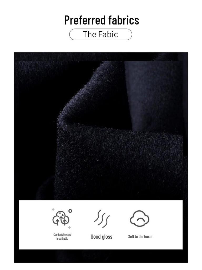 Caesar Men's Winter Cashmere Blend Double-Faced Wool Down-Lined Overcoat