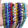 1 Strand Oval Lampwork Beads Multicolor Stripe Glass Loose Beads For Jewelry Making DIY Crafts Necklace Bracelets Accessories