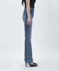 GOLDPERCENT Eyelet Hem Waistband Point Pocket Washed Bootcut Design Denim (Medium Blue / Women)