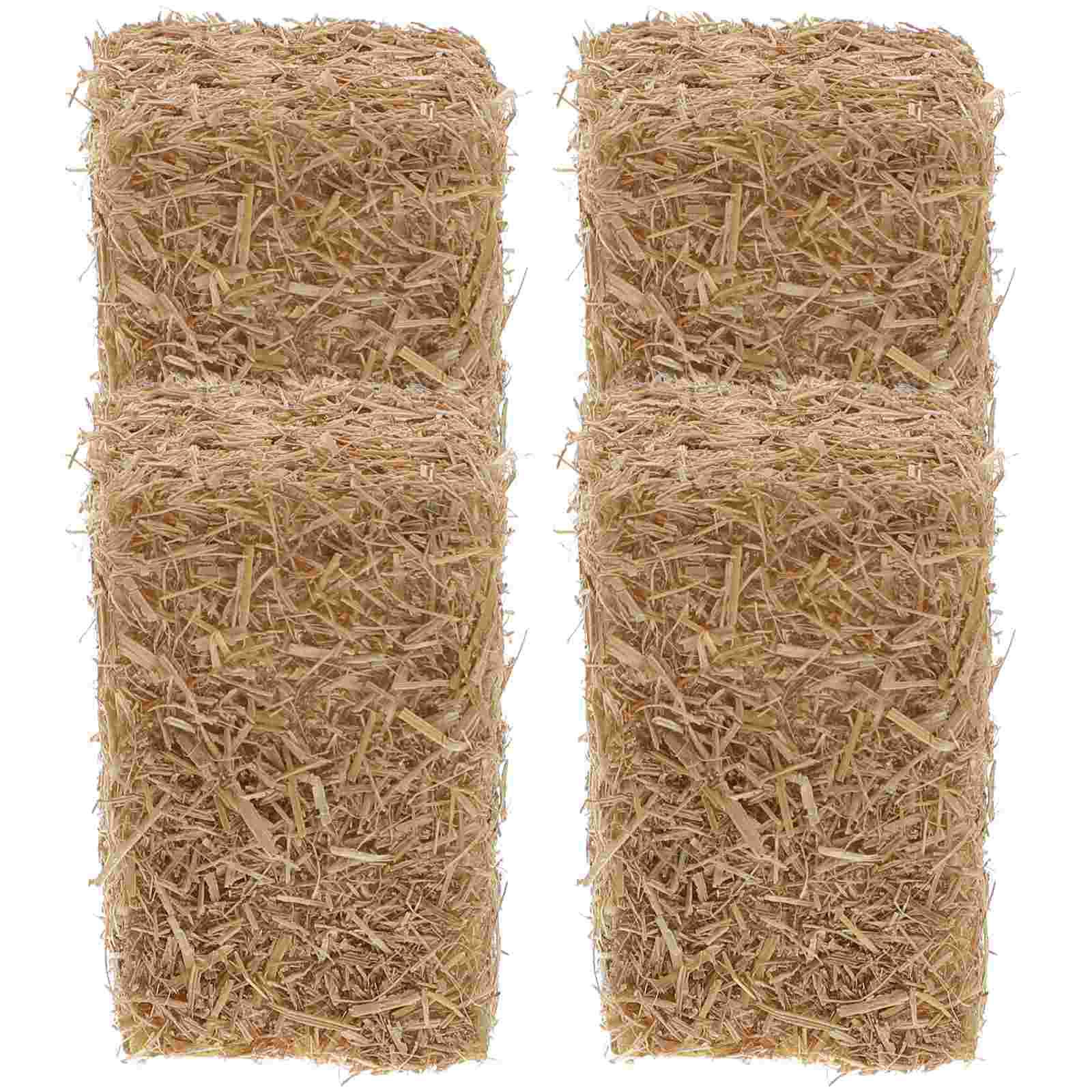 

4pcs Mini Hay Rustic Miniature Farm Haystack Stackable Fake Hay Blocks Dollhouse Decoration 3X2X2CM