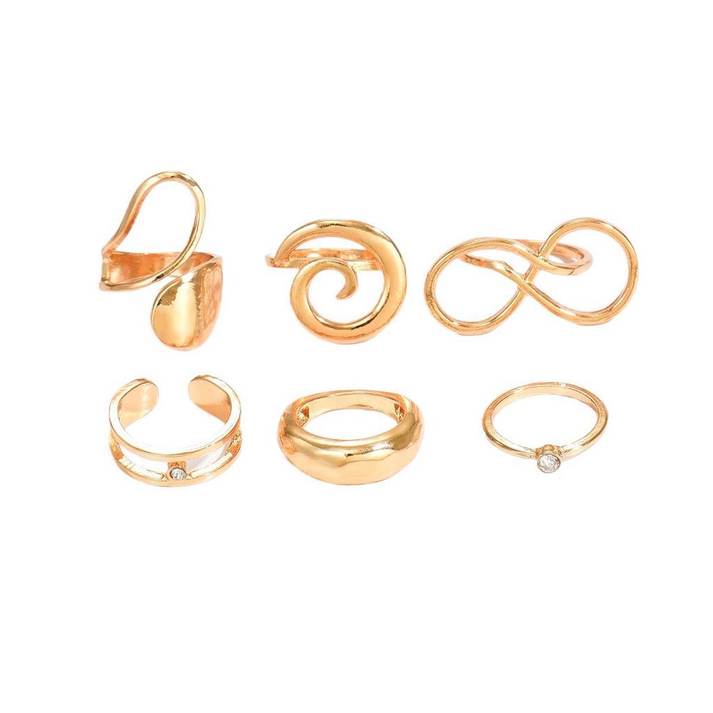 Geometric smooth ring set, European and American niche design sense spiral winding smooth ins ring jewelry women