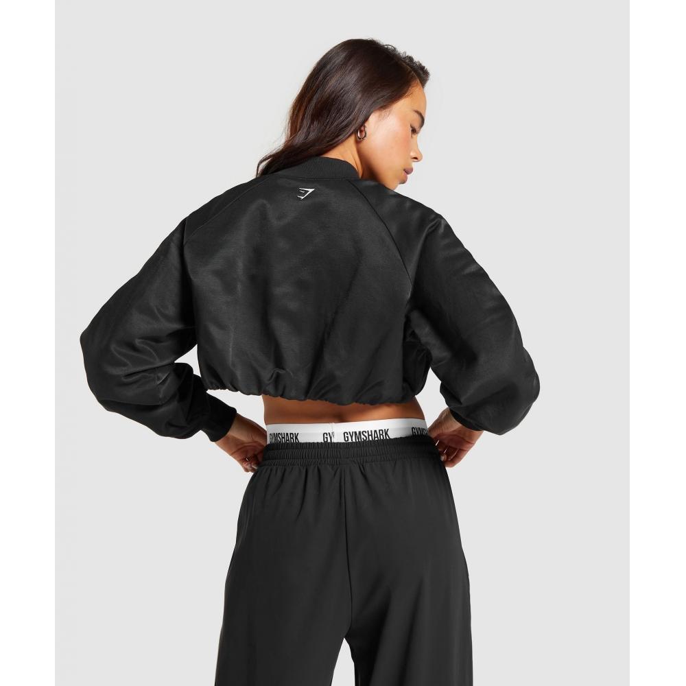 Gymshark Cropped Bomber Jacket Black B7a3e Bb2j