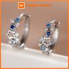 Huitan Fresh Heart Hoop Earrings for Women Elegant Bright Cubic Zirconia Trendy Wedding Party Charming Versatile Jewelry Gift