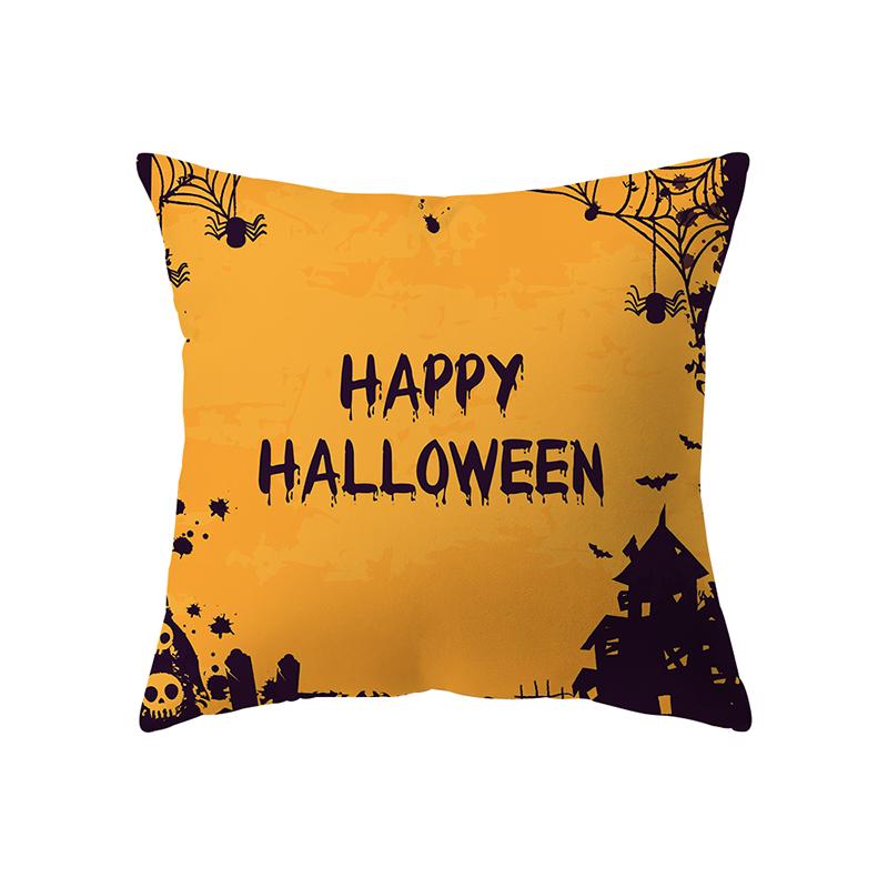 Halloween Theme Witch Pumpkin Print Pattern Cushion Cover Home Living Room Sofa Decoration Square Polyester Pillow Pillow Cover
