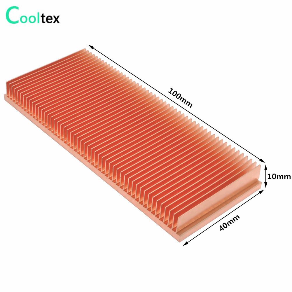 Pure Copper Heatsink Skiving Fin Heat Sink Radiator Cooler for Electronic Chip LED Computer Cooling Heat Dissipation 100x40x10mm