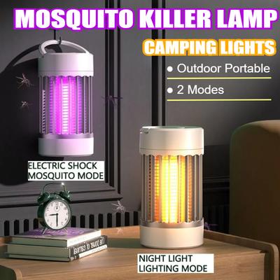 Portable Electric Mosquito Lamp USB Rechargeable UV Light Indoor Outdoor Bug Killer for Camping or Home with Night Light