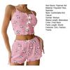 Damen-Pyjama-Set Gerippt Floral Rüschen 2-teilig Nachtwäsche Crop Cami Top und Shorts Weiche Pyjamas Loungewear Set