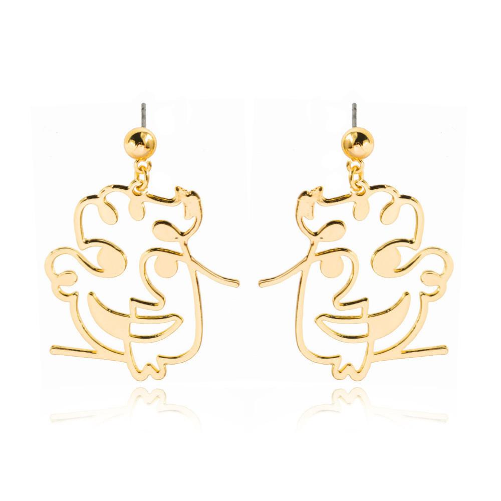 Alloy Face Elegant Earrings For Women Modern Cartoon Expression Design Jewelry