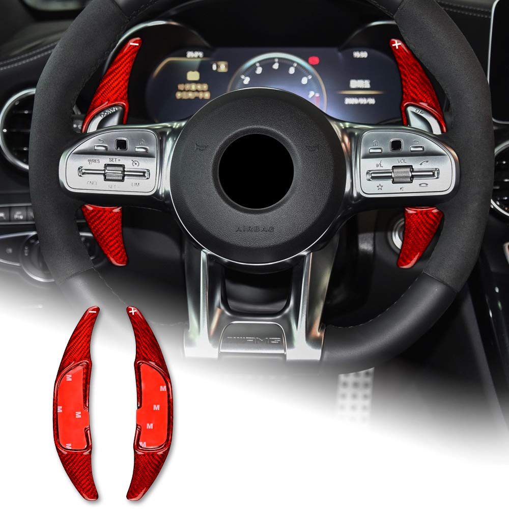 AIRSPEED Carbon Fiber Steering Wheel Paddle Shifter Extension Interior Trim Accessories for AMG C63 W205 E63 W213 C43 A45 G63 S63 GLA45 GLS63 Covers,