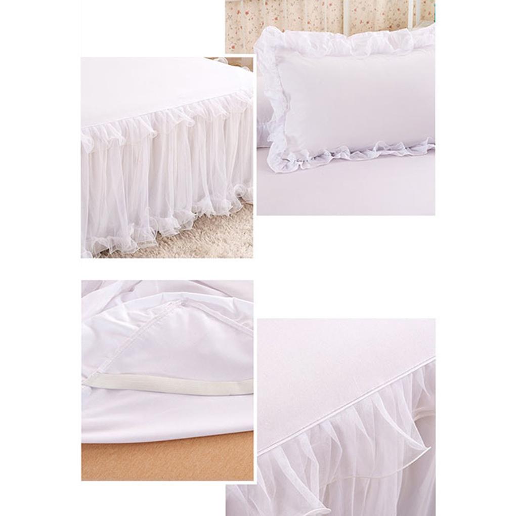 Easy To Clean Non-Slip Mattress Cover Wide Bed Skirt Elegant Princesses Bed Skirt Ruffled Bed Skirt