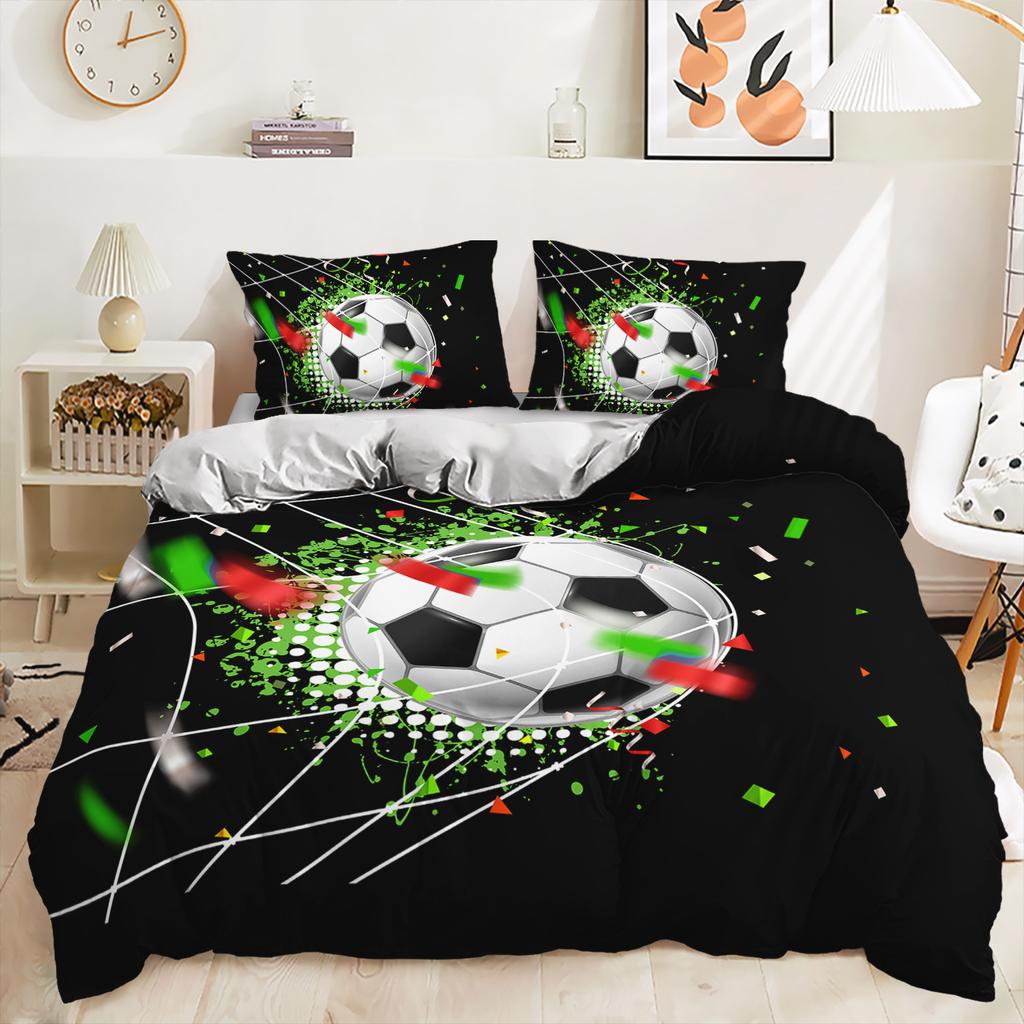 Set de lenjerie de pat cu trei piese Cupa Mondială de Fotbal, imprimare digitală