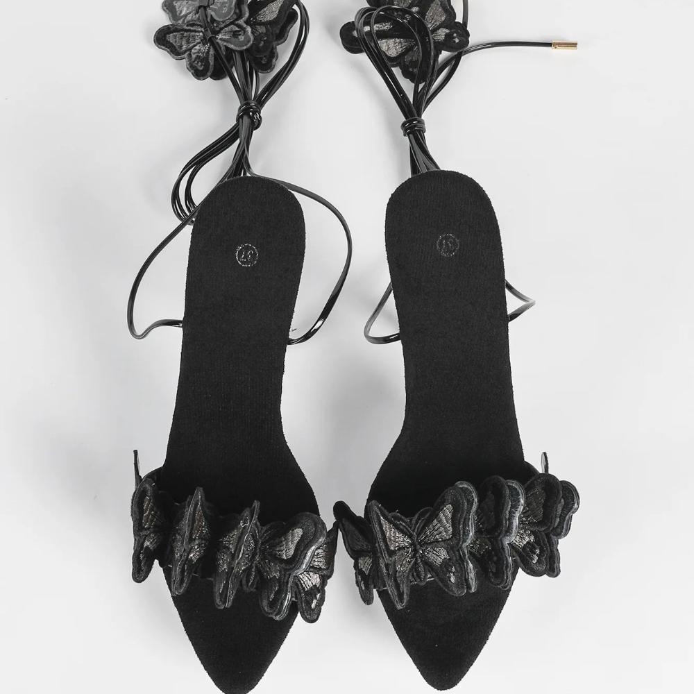 12.5cm Euro Butterfly Strap Platform Heels Crystal Chunky Nightclub Sandals LFD-19876-Q1