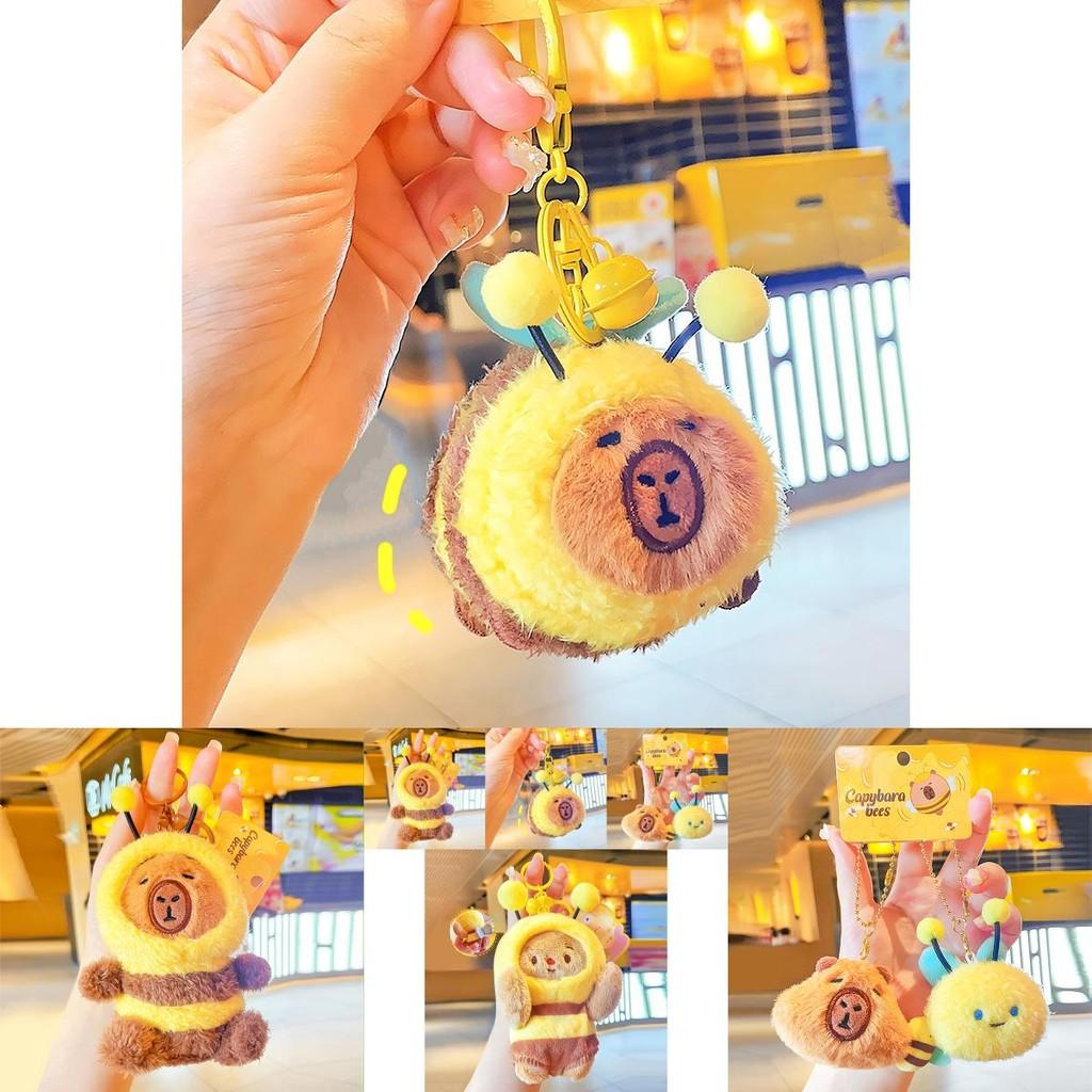 Adorable Capybara And Bee Story Plush Keychain Accessory For Gift Giving