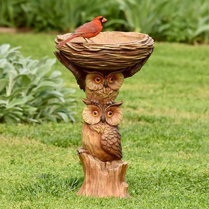 Grenzüberschreitende Gartendekoration: Waschbär & Vogel Harzfigur Wasserornament