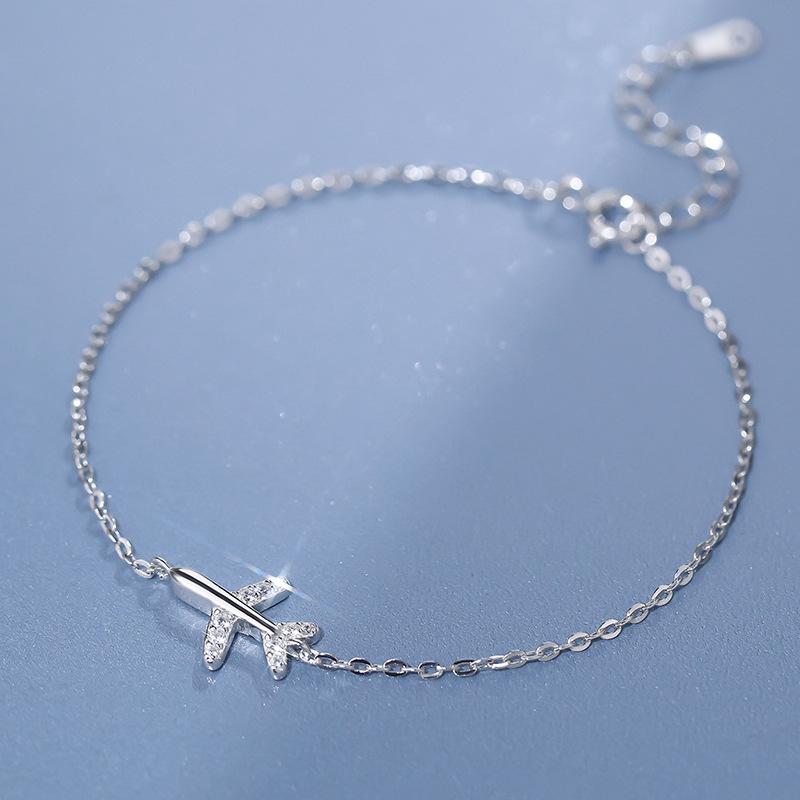 

Минималистичный Маленький Свежий Браслет Самолет Женский S999 Чистое Серебро Корейский Стиль Нишевый Дизайн Цельный Серебряный Ювелирный Изделие pure silver белого золота