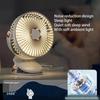 Clip-on Fan 5 Speed Quiet Rechargeable Desktop Portable Air Circulator Wireless Fan With LED Light For Camping