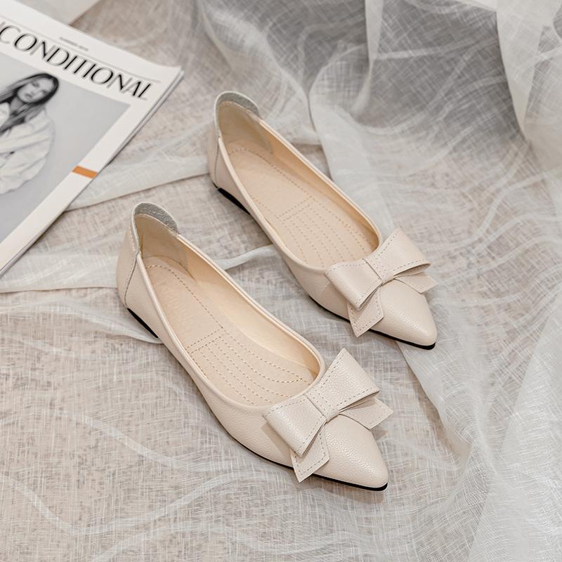 Fashion Flat Shoes for Women Spring Autumn New Casual Flat Pointed Fashion Bow Outdoor Flat Shoes for Women Ladies Shoes Plus Size 42 43