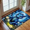 Mehrere Größen Blauer Drache mit leuchtenden Blumen Druck Teppich für Wohnzimmer Schlafzimmer Sofa Fußmatte Heimdekoration Rutschfeste Matte