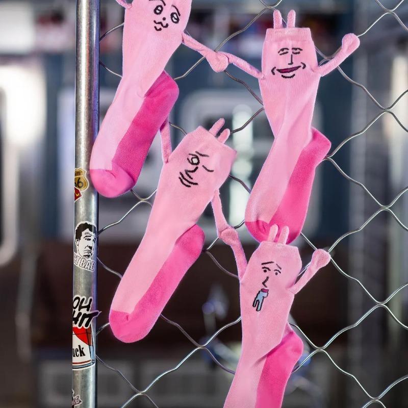 1-20Pairs Pink Bunny Magnetic Hand Holding Socks Funny Halloween Party Socks Winter Socks Pregnant Women Birthday Christmas Gift