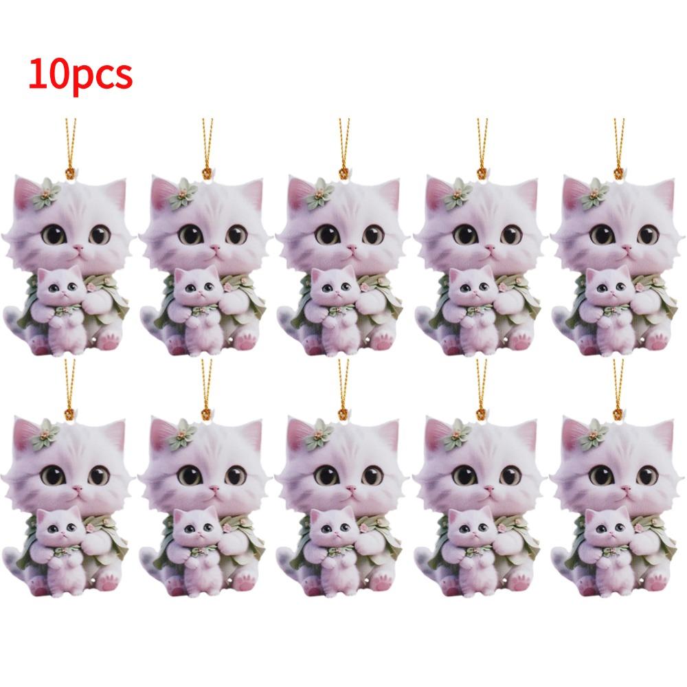 2D Acrylic Car Pendant Car Ornament Accessories Cute Cats Realistic Animal Rearview Mirror Hanging Pendant