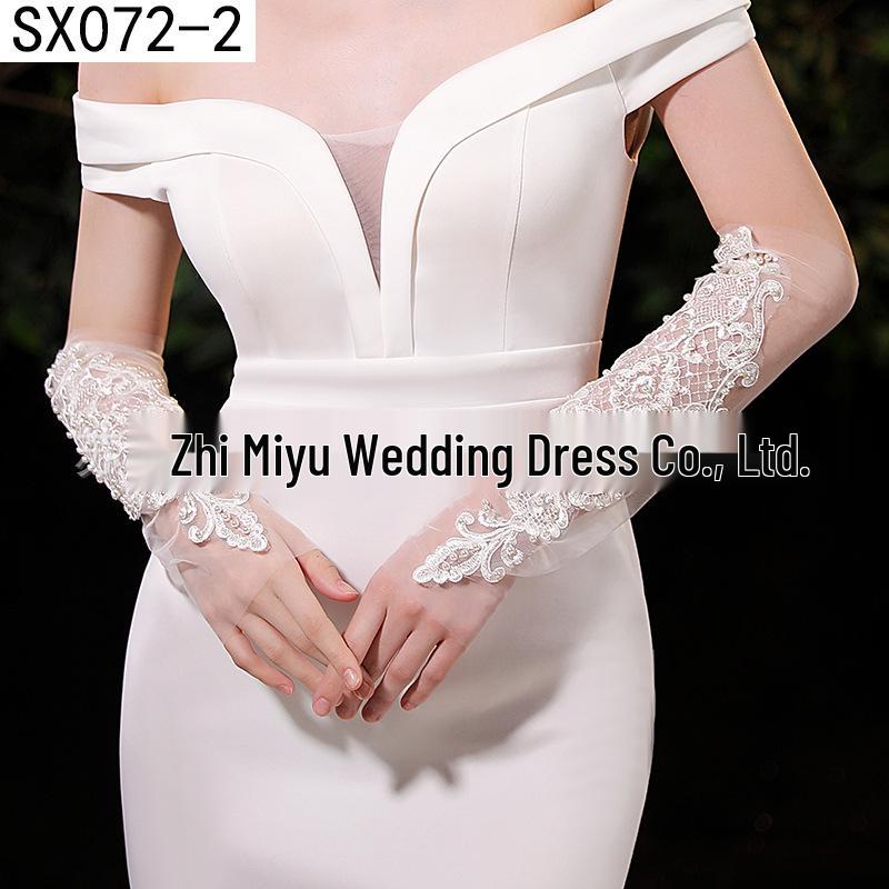 Elegant Pearl Bow Wedding Gloves - French Aesthetic for Bridal Portrait Styling