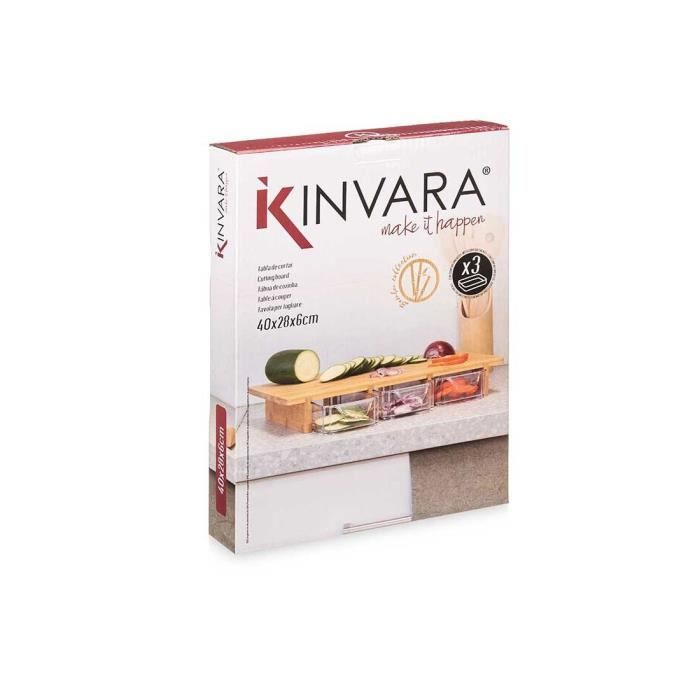 Servírovací tác - Bambus - 3 přihrádky - Obdélníkový - 28 x 40 x 6 cm - Nový