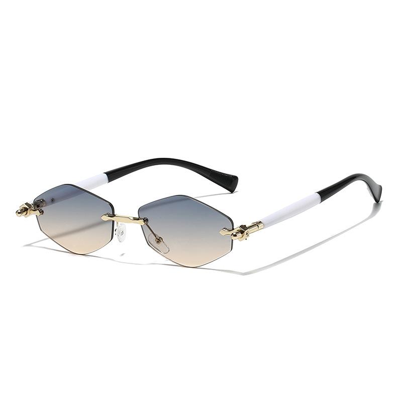 New frameless polygonal metal sunglasses, plain sunscreen and thin sunglasses, personalized trimmed sunglasses