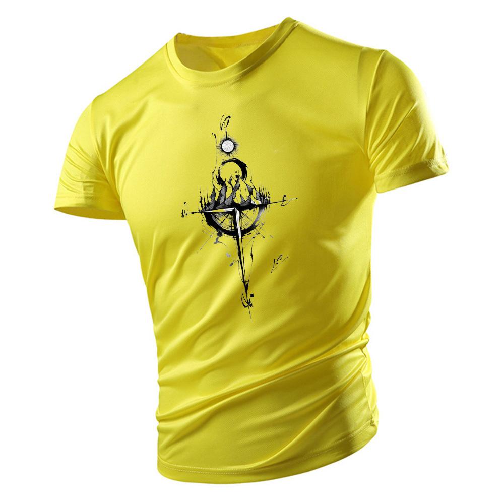 Four seasons men's fashion casual sports short sleeve T-shirt 2d printed men's innovative high street crewneck tops quick drying