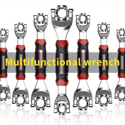 Juego de llaves de tubo multifuncionales 52 en 1 de 1 pieza, mango antideslizante y cabezal giratorio de 360 grados, herramienta de llave inglesa universal para reparación del hogar y del automóvil.