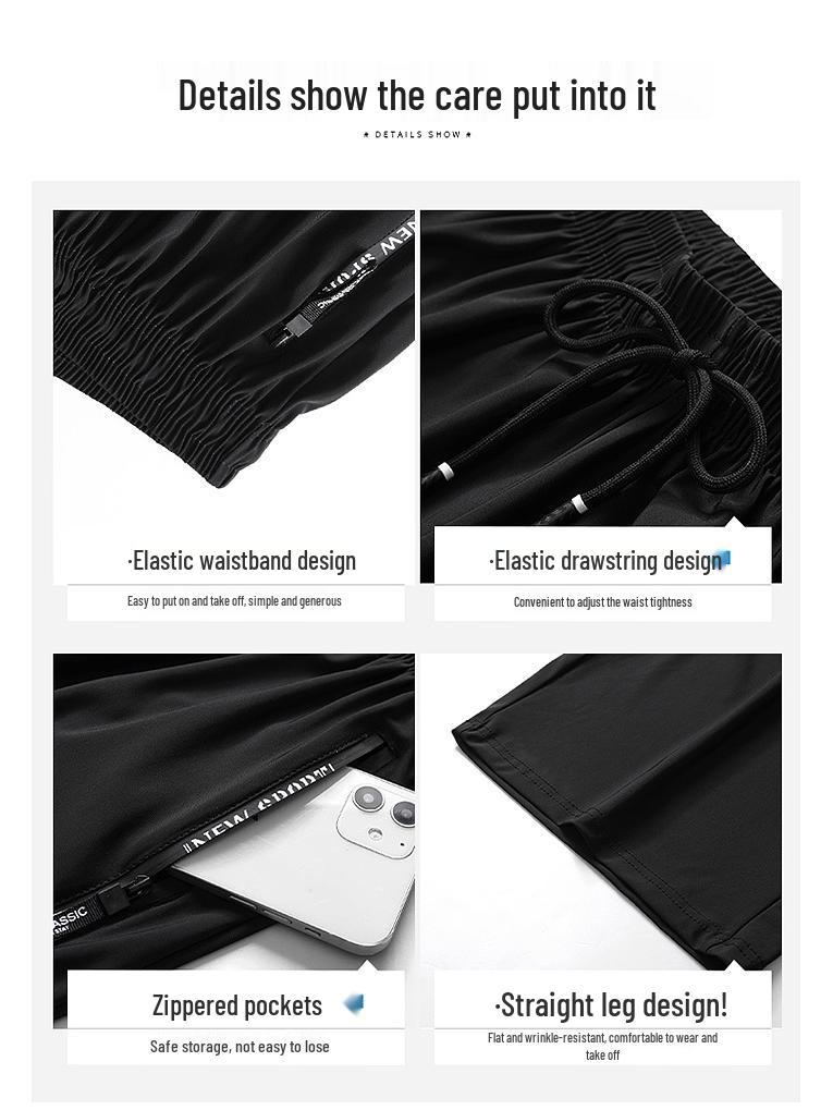 Men's Plus Size Ice Silk Sports Shorts (M-8XL) - Summer Lightweight, Five-Point Casual Fit