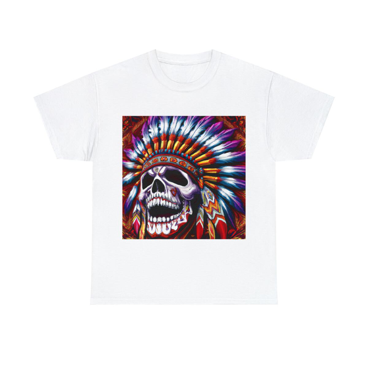 

Indian Skull Headdress Biker Motorcycle T Shirt Adult Art Tee Retro Style 90s 5XL різнокольоровий