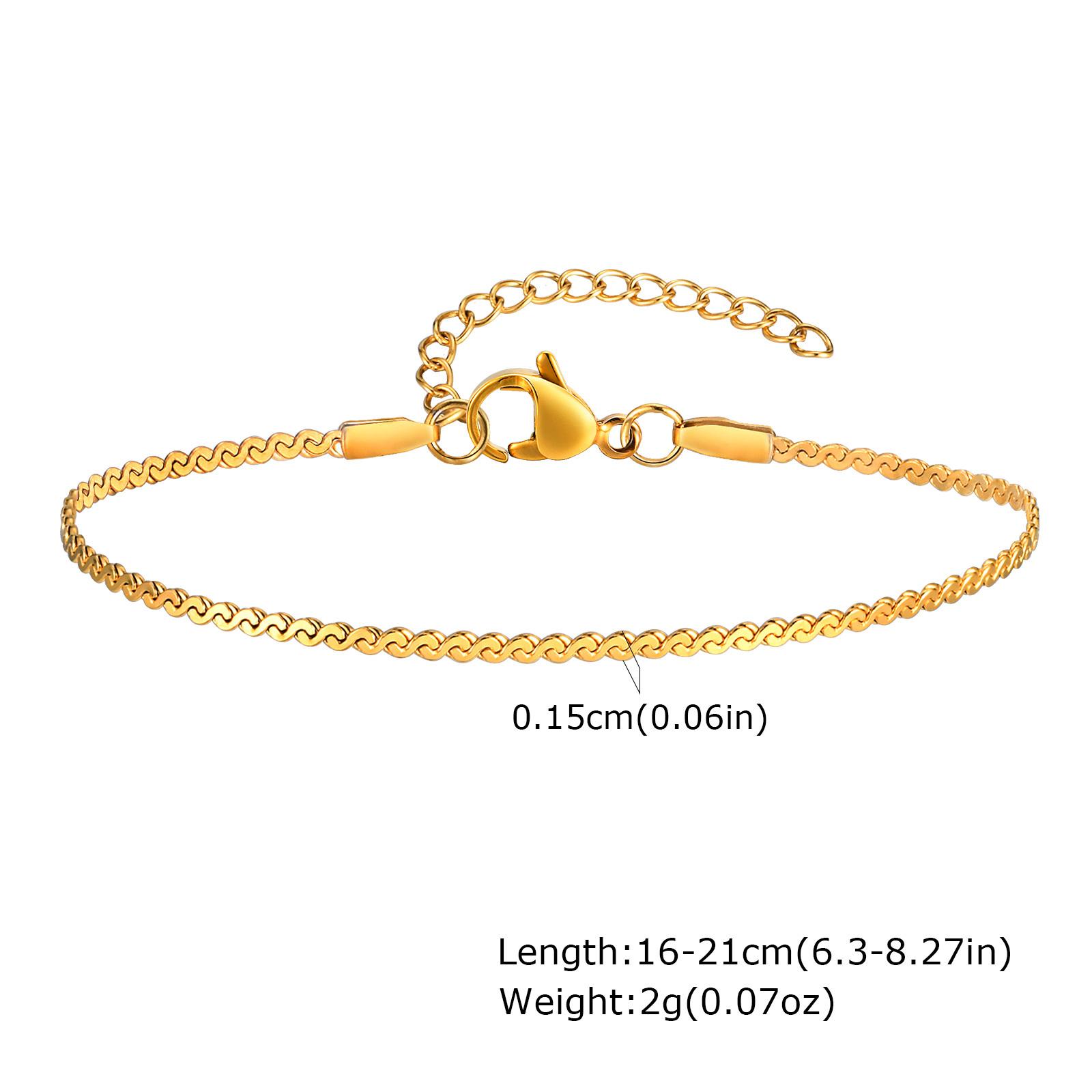 Stainless Steel Chain Women s Bracelet, Thin Link Gold Color Link Bracelet Wristband, Stackable Autumn And Winter Accessories