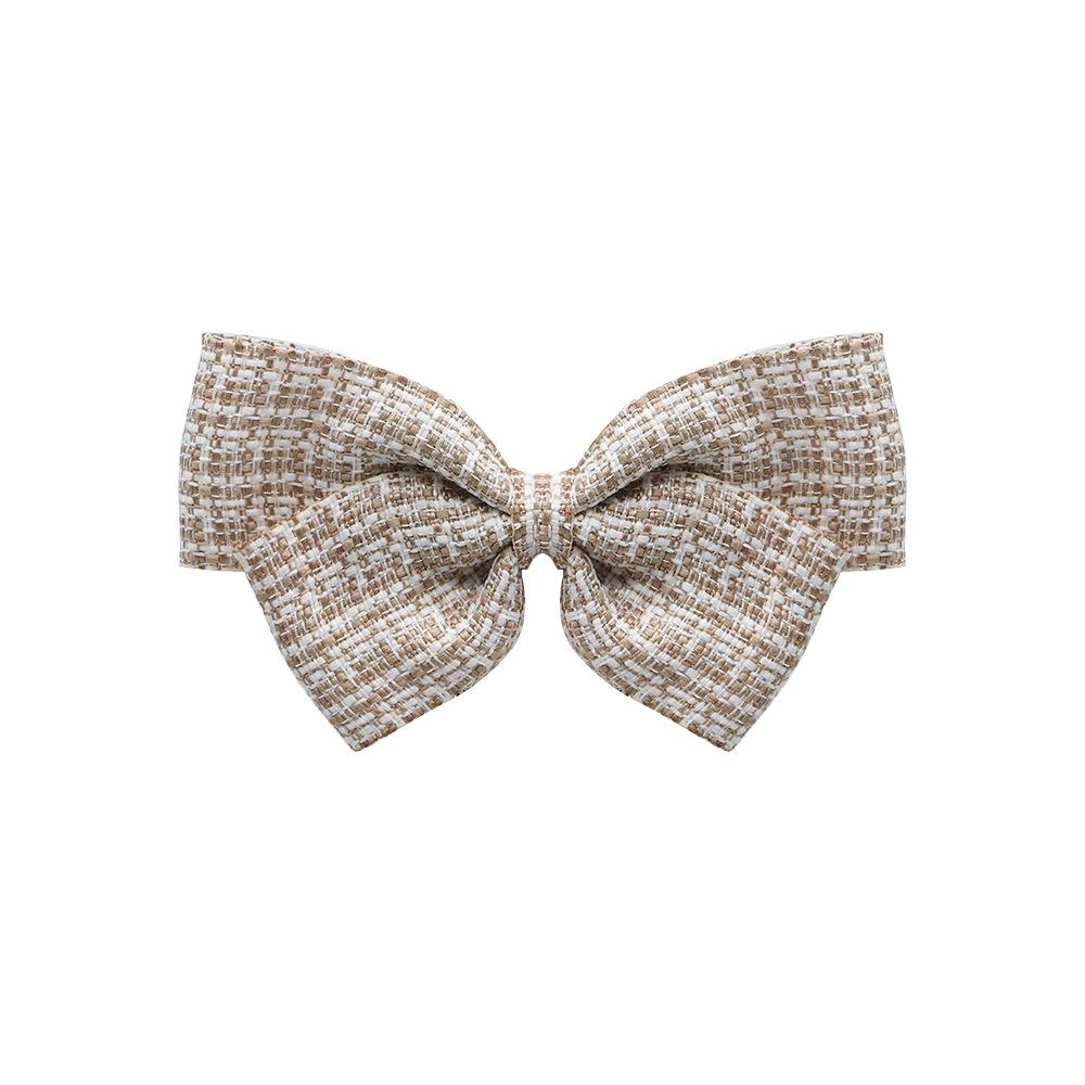 Women s Retro Fragrant Houndstooth Bow Hair Clip - Elegant Classic Style бежевый