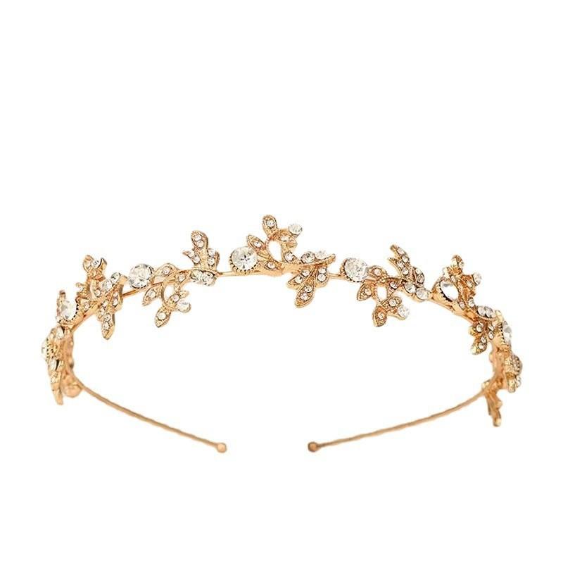 

Золотая Корона в стиле барокко, головной убор с золотым кленовым листом, свадебный стиль, корона принцессы, свадебное платье, повязка на голову, головной убор