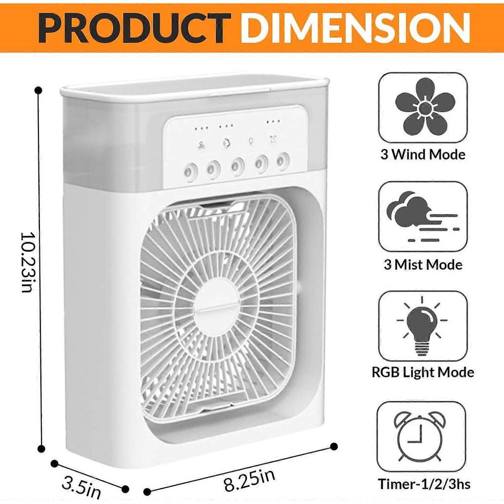 Portable Ice Fan Air Cooler with Water for Frost Block Fan, 3 in 1 Misting Mini Evaporative Cooling Fan with LED, Timer, 3 Wind Speeds, 3 Spray Modes