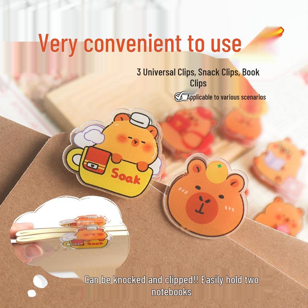 Capybara Acrylic Double-Sided Multifunctional Clip Folder with Sticky Note Holder