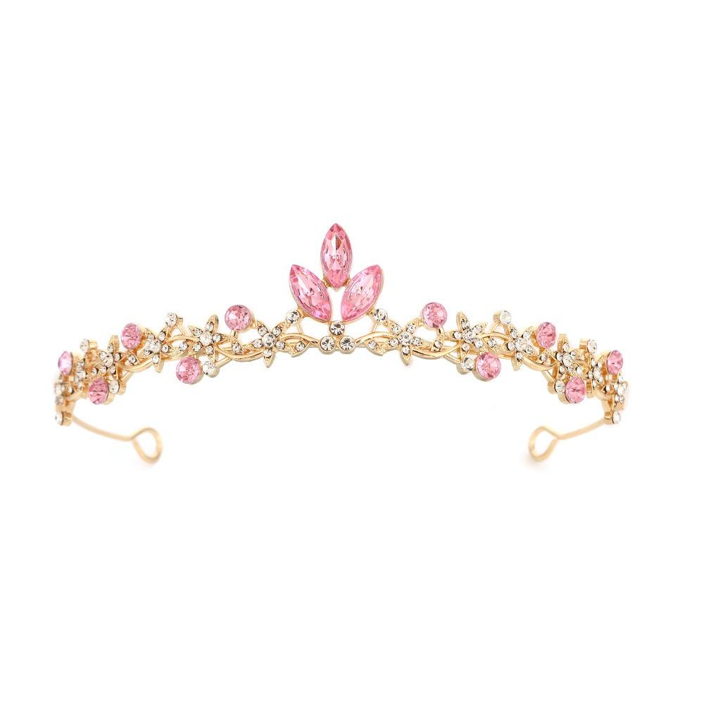 Simple Baroque Crystal Crown Tiara Elegant Design Crystal Rhinestone Princess Crown Sweet Style Bridal Crown Photography Props