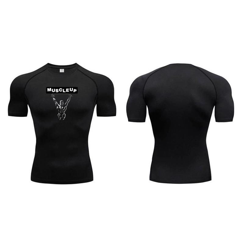 Muscleguys Compression T Shirt Men Summer Muslce Up Sportswear Running T-shirts Elastic Quick Dry Tops Tees Sports Gym Workout Shirts