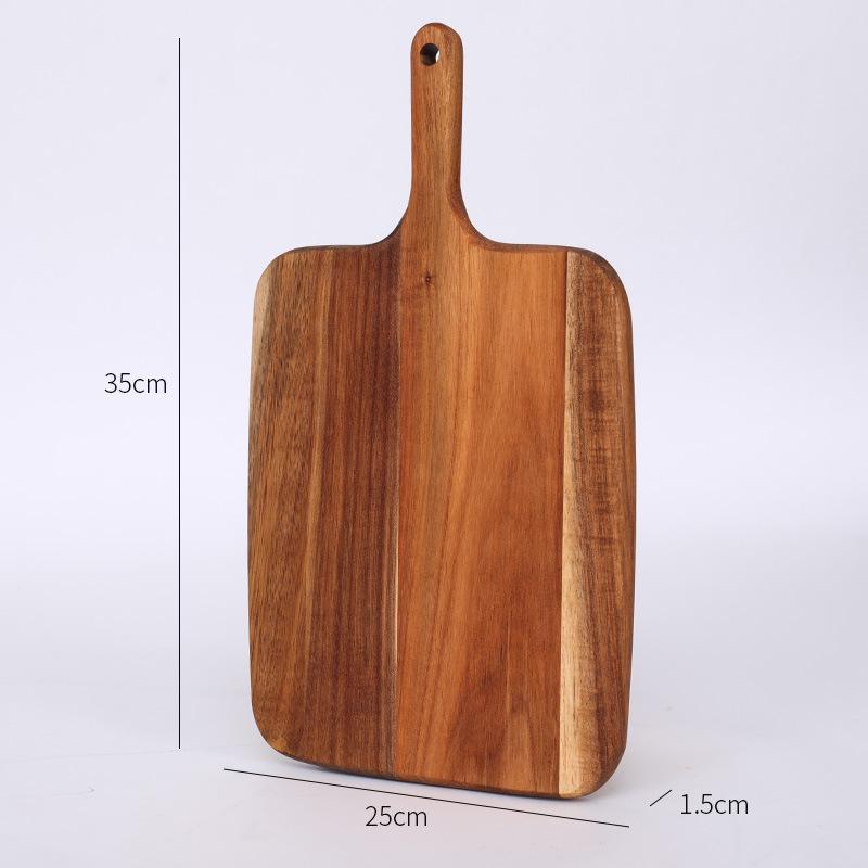 Acacia Wood Cutting Board with Handle - Hangable Chopping Board for Fruits & Steaks, Perfect for Kitchen or Photography Props.