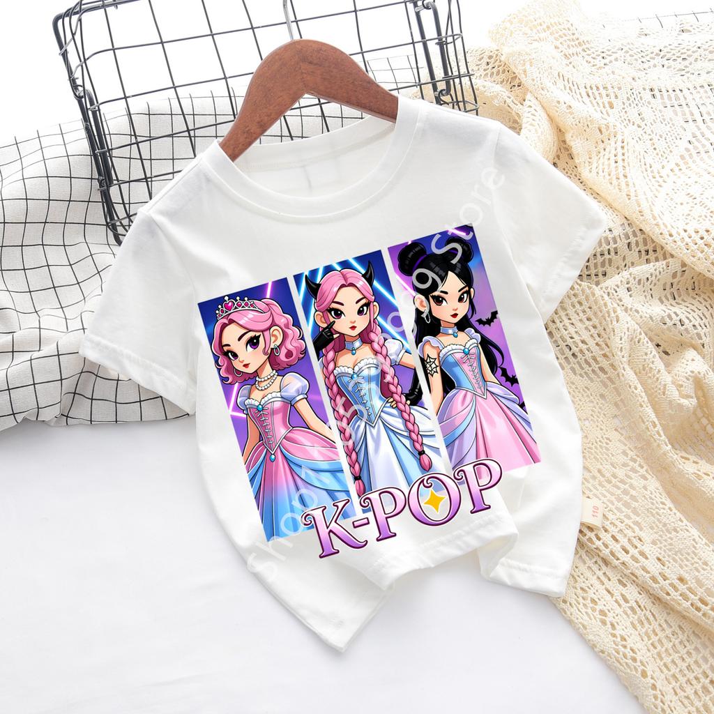 Kpop Childrens T Shirt Cartoon Graphic Short Sleeve Summer Comfortable Top Funny Gift for Fans Harajuku TShirts Girls Clothes