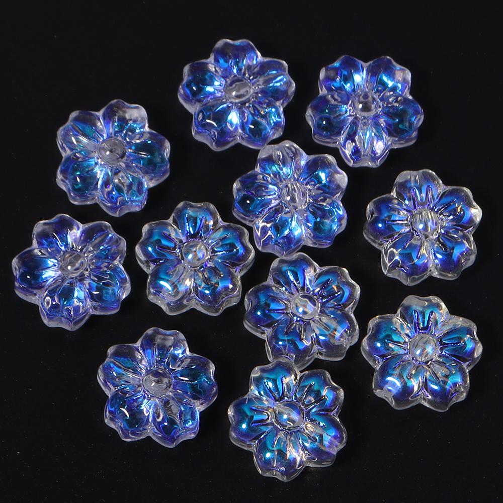 30pcs/lot 14mm Cherry Blossom Glass Beads Colorful Flower Lampwork Beads Loose Spacer Beads For Jewelry Making DIY Accessories