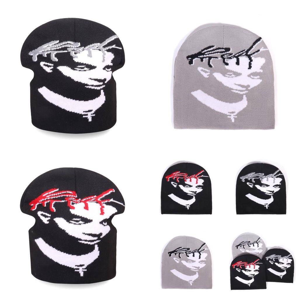 Fashion Figure Portraits And Letter Patterns Men Casual Knitted Hats For Autumn Wear