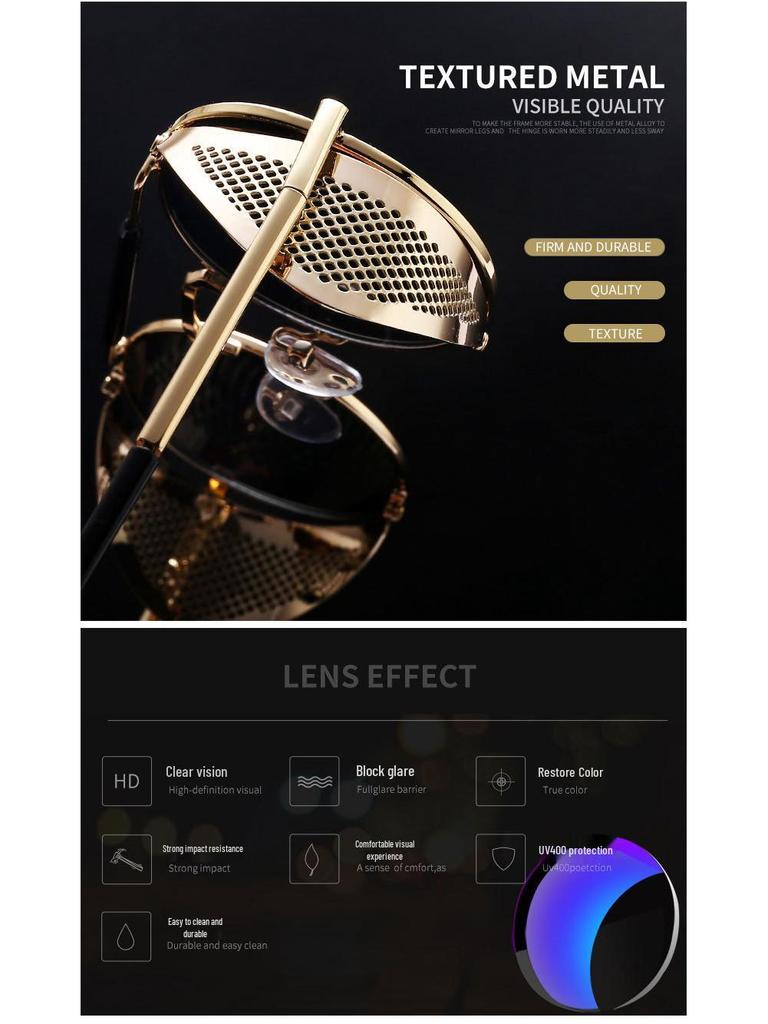 Retro Steampunk Reflective Windproof Sunglasses
