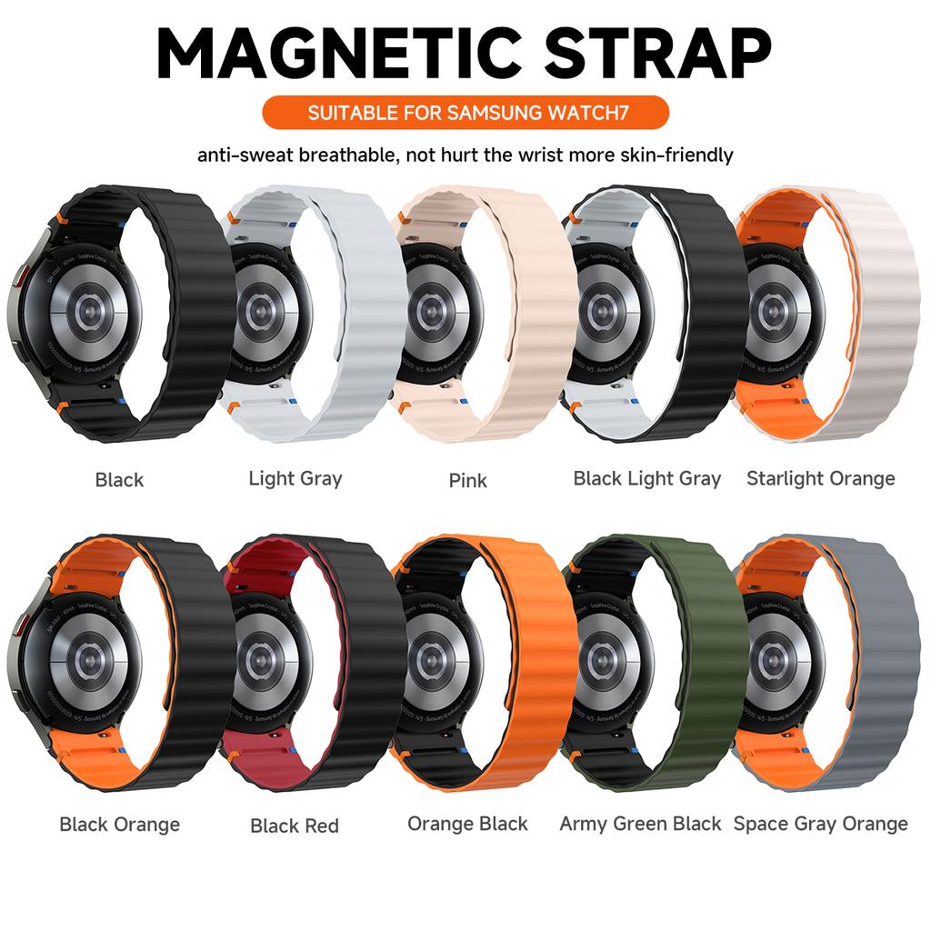 No Gaps Silicone Magnetic Band for Samsung Galaxy Watch 7/FE/6/5/4/Classic 40mm 44mm 5Pro Sport Bracelet for Galaxy Watch 6 4 Classic 43/47mm