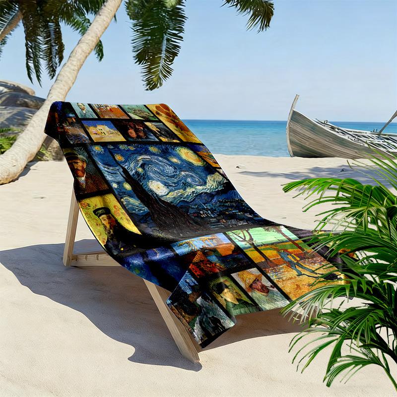 Van Gogh Painting Print Beach Towel, Large Soft Quick Dry Towel for Beach Camping Swimming