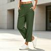 Women's High Waisted Loose Fit Yoga Pants with Pockets and Button Straight Leg Casual