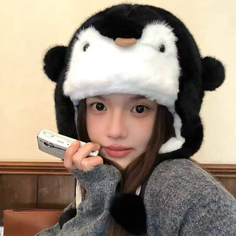 Plush bear hat women's line cartoon cute furry hat winter cold warm outdoor ear protection cold