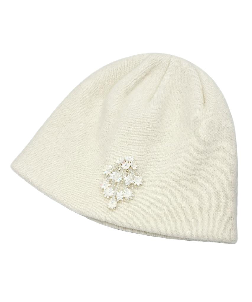 OTHER-worldly Drop Beads Angora Short Beanie [Ivory]